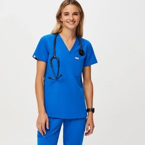 Figs Catarina One-Pocket Scrub Top Bright Blue women’s small